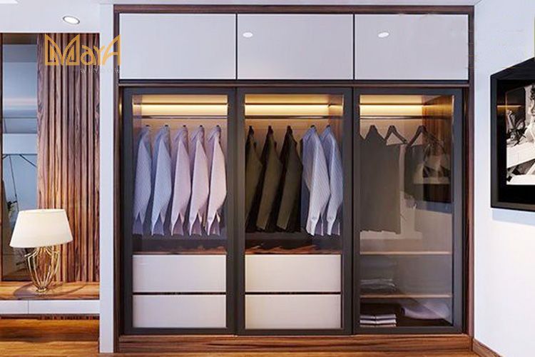 Tủ áo cánh kính lùa không giảm chấn