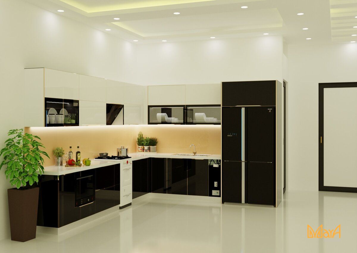 Tủ bếp cánh kính sang trọng và tiện nghi